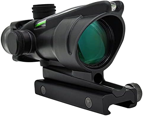 DCJWCUAK 4x32 Real Fiber Green Dot Scope - Shockproof, Waterproof, Fogproof and Windproof with Chevron Reticle for Hunting and Outdoor Aiming Equipment(46 Divergence)