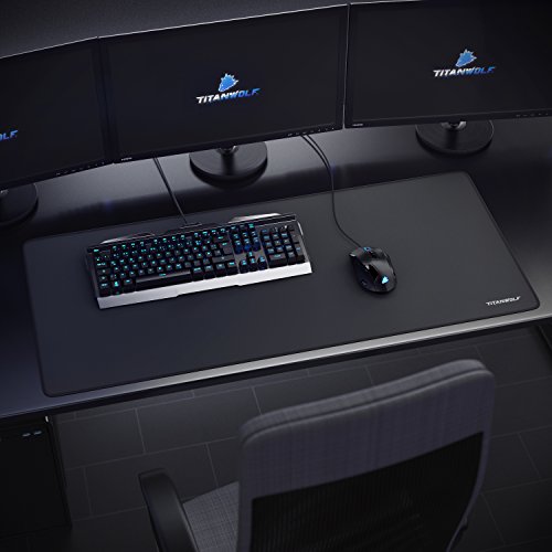 Image of TITANWOLF XXL Speed Gaming Mouse Pad - Mouse Mat 900 x 400 x 3 mm - XXL mousepad - table mat large size - improved precision and speed - rubber base for stable grip on smooth surfaces - non-slip