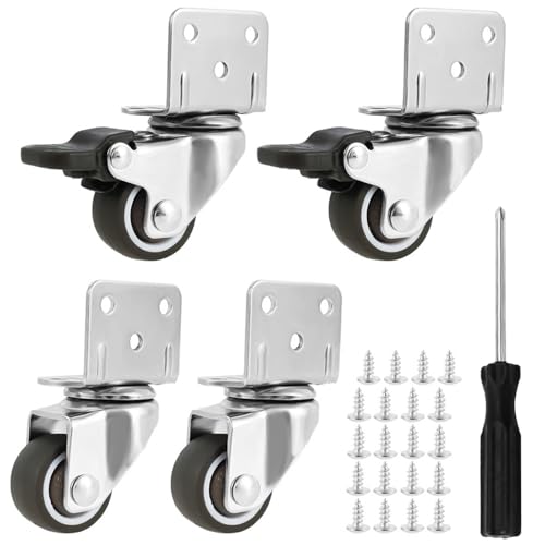 Set Di 4 Rotelle Per Mobili, 32 Mm Ruote Girevoli Con Freni + Viti, Ruote In Gomma Pesanti Con Cuscinetti Per Culle E Mobili, Supporto Per Fiori, Ogni Ruota Può Sostenere 16 Kg (1.25 pollice)