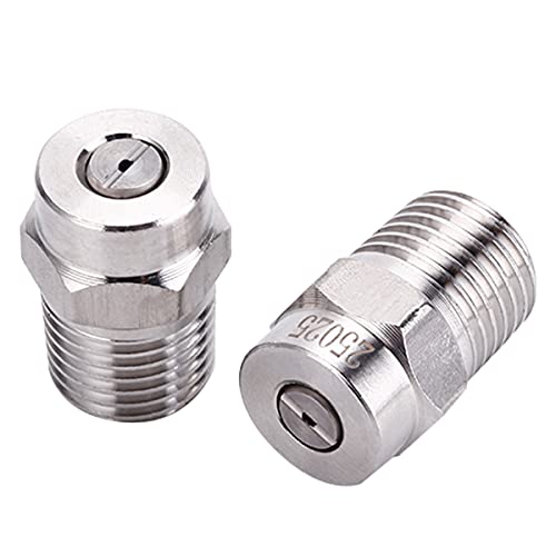 MUTURQ 25 Degree Surface Cleaner Tips with 2.5 Orifice, 1/4'' Male NPT, 4000 PSI Threaded Spray Nozzles, Stainless Steel, 2 Pcs