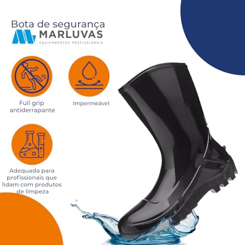 Bota Pvc Galocha Impermeável Vulcaflex Cano Medio (PRETO, BR, Adulto, Numérico, 43)