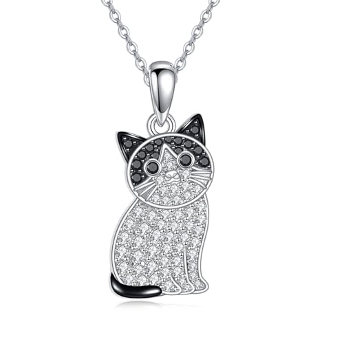 Collier chat argent sterling 925 de prestige maille rolo ajustable bijou raffiné femme