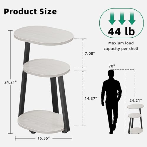 33% Off Small Oval Side Table with Metal Frame - White Maple