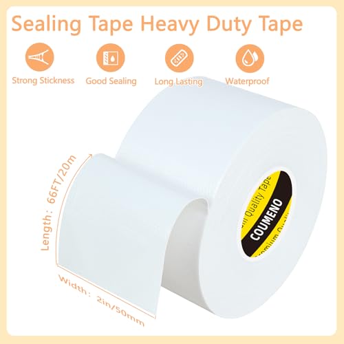 Image of Heavy Duty Single Side Duct Tape,2in x66FT,Strong Adhesive High Strength,Versatile Mesh Adhesive Tape for Easy Sealing, Repairing and Bonding Indoors and Outdoors,White