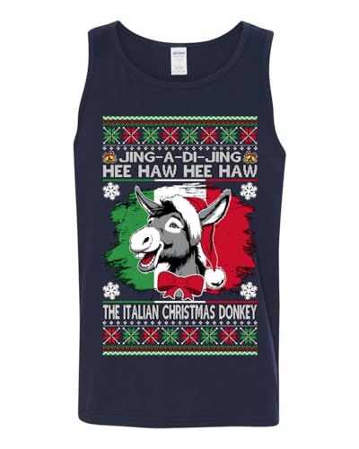 Jing a Di Jing Dominick The Italian Christmas Donkey Classic New York Brooklyn Xmas Song Lyrics Ugly Christmas Mens Tank Top2