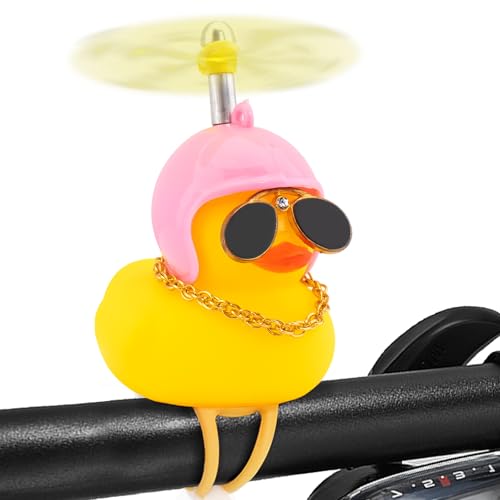 wonuu Bike Rubber Ducks with Helmet, for Car Dashboard Decoration