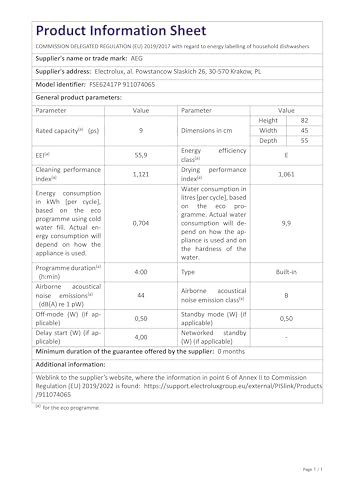 AEG FSE62417P lave-vaisselle Semi-intégré 9 couverts E