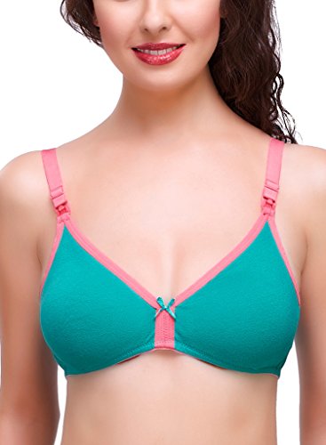 Image of Inner Sense Organic Cotton Bamboo Nursing Bra for Women I High Coverage Feeding Bra with Lace Detailing on Neckline I Non Padded Maternity Wear with Wirefree Design