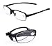 SOOLALA 2 Pairs Black Mini TR90 Folding Reading Glasses with Clip Holder Zipper Case 7 Strengths, +1.0D