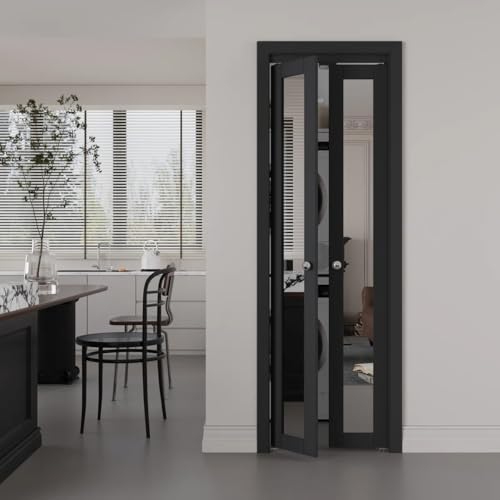 Pivot-French Or Bi-Fold Mirrored Door Solid Manufactured Wood with Installation Hardware Kit(Closet-Pantry),24" x 80"