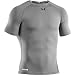 Under Armour Men's HeatGear Sonic Compression Short Sleeve, True Gray Heather/Black, Large