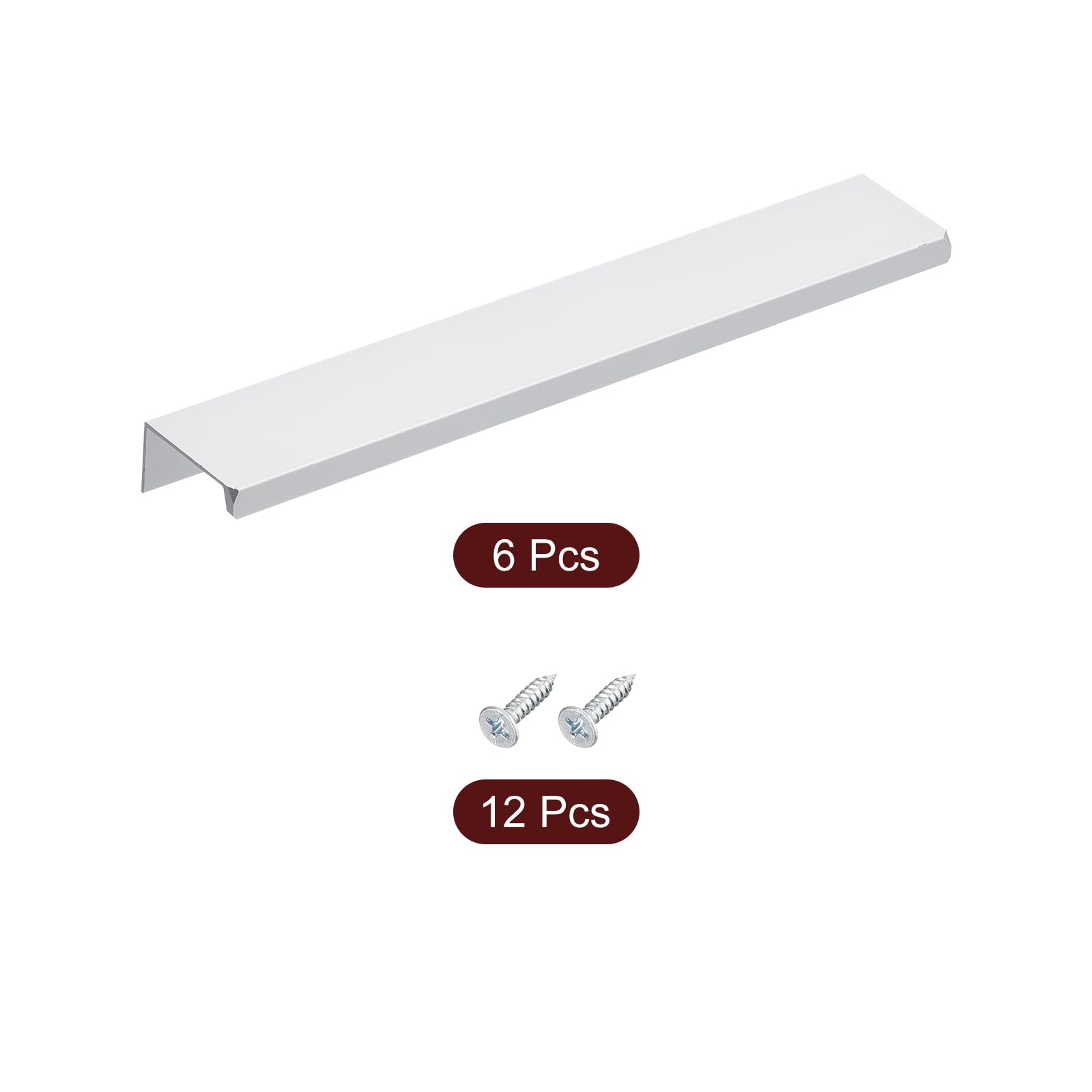 QUARKZMAN Tirador de Borde de Armario, 6 piezas de 200 mm/7.87 Tiradores Ocultos de Aleación de Aluminio para Cajón de Cocina en Casa, Plateado