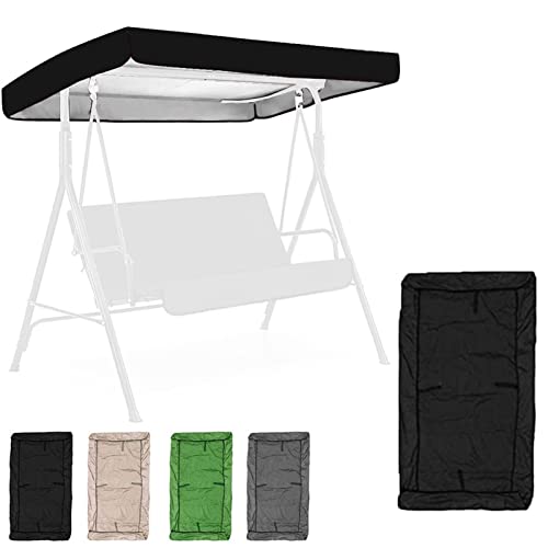 Swing Canopy Replacement Cover, 75"x43" Outdoor Patio Swing Canopy Replacement Top Cover, Outdoor Swing Canopy Replacement Porch Top Cover 3 Seats (Black) Cover