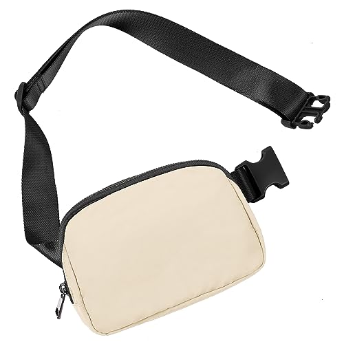 Image of ODODOS Unisex Mini Belt Bag with Adjustable Strap Small Fanny Pack for Workout Running Traveling Hiking, Ivory Black