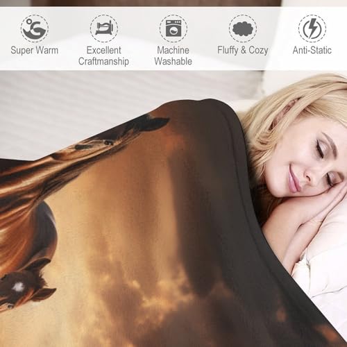 Couverture de lit comme couvertures de canapé flannel cheval 100x130cm - 4