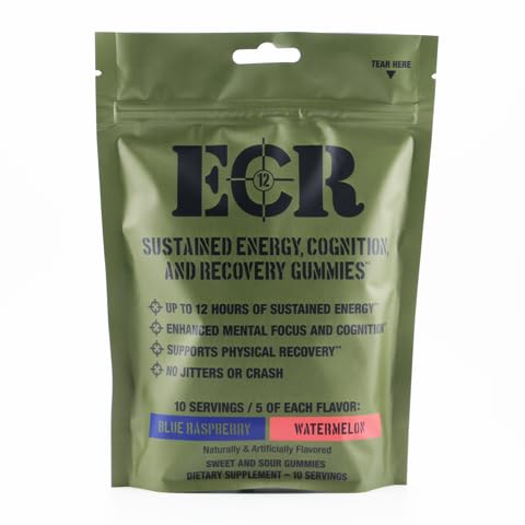 Energy, Focus, Recovery Gummies - Blue Raspberry + Watermelon Flavors - Caffeine