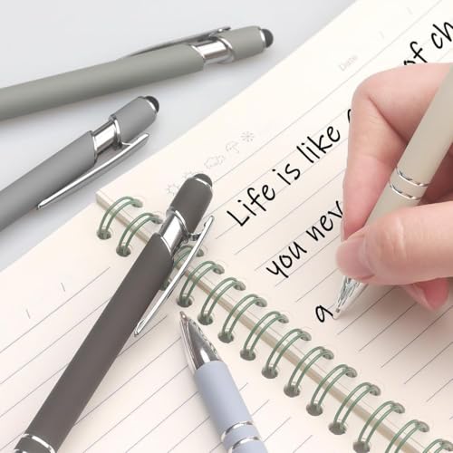 Image of 6 pcs 2 in 1 Stylus Pen Set Retractable Ballpoint Pen with Stylus Tip, 1.0 Mm Black Ink Pastel Color Metal Pens for Touch Screens (2 in 1 Stylus Pen Multi Colour)