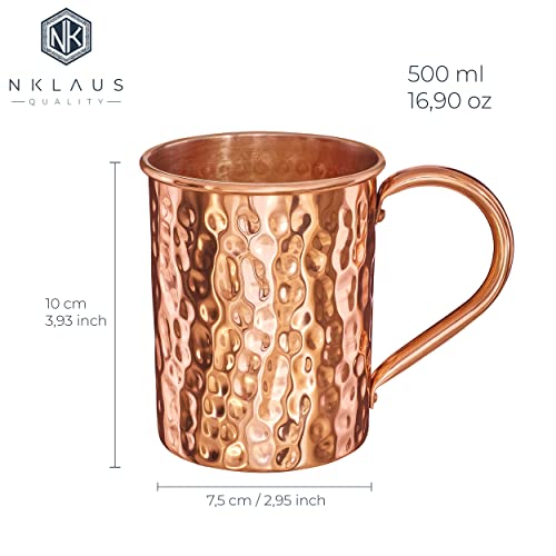 NKlaus 4 x 145 g copper cups pure copper (100%) copper cup cylinder Moscow Mule 500 ml 11264, Pack of 4 - Image 2