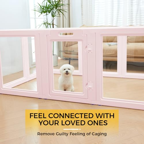 Image of EVERFRONT Clear Acrylic Dog Playpen - Clear Dog Play Pen - Easy Assemble Acrylic Dog Playpen - Puppy Playpen, Cat Playpen, Small Animal Playpen, Dog Play Pen Indoors
