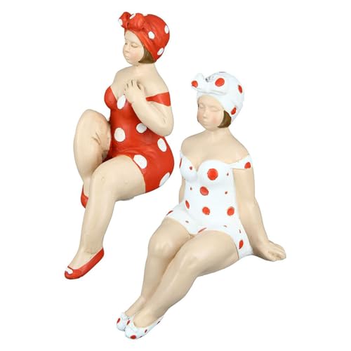 ReWu Kantenhocker Figur Becky Badenixe 2er-Set Rot Weiß Dekoration...