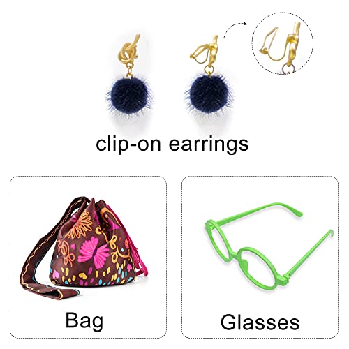 Encanto Dress - Mirabel Dress, Isabella Costume for Girls - Cosplay Dress Up With Glasses & Earrings