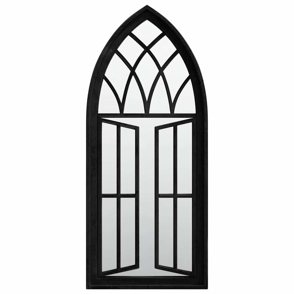 KGHFDVB Iron Garden Mirror 70x30 cm Black Rust Effect for Outdoor Wall Mount Decorative