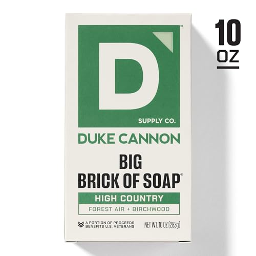Image of Duke Cannon Big Brick of Soap - High Country | 10 oz. Triple Milled Bar Soap | Birchwood & Tonka Scent | Supports U.S. Veterans, 3 Pack