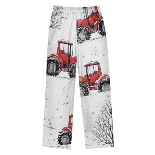 ZZXXB Tractor and Trees Boys Long Pants Soft Trousers Elastic Waist Kids Lounge Bottoms with Pockets S-XL2