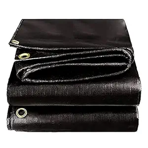 K.P.S Tarpaulin Sheet | Heavy Duty 100% Waterproof Tirpal | Size - 12x15ft 170 GSM | Black Plastic HDPE Tadpatri | Guaranteed Reinforced Eyelets - Tarpal | Extra Strong Tharpai