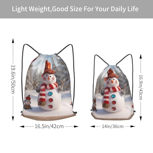 Drawstring Bag for Women Lightweight Sports Gym Bag Christmas Snowman Soccer Backpack for Travel3