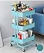 Produktbild Aufbewahrungswagen mit 3 Etagen, Mehrzweck-Trolley mit Rollen, Rollwagen aus Metall, WerkzeugwagenKüche Aufbewahrungswagen, Craft Art Cart, Servierwagen mit 2 Bremsen für Küche, Bad, Büro(Blau)