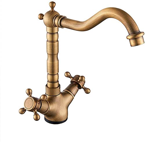 Traditional Kitchen Sink Mixer Taps Swivel Spout Bronze Brass Dual Lever Kitchen Basin Tap with Hoses Georgian Antique Faucet It's so Kind of You