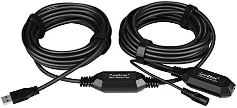 Leadzoe 33 feet Active USB 3.0 Extension Cable A Male to A Female Signal Amplifier Repeater Cord with 5V / 2A Power Adapter