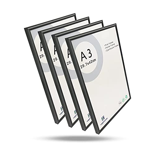 YEEPHAN A3 Bilderrahmen Metall Aluminium 4er-Set, 29,7 x 42 cm, Schwarz – Ansicht 7