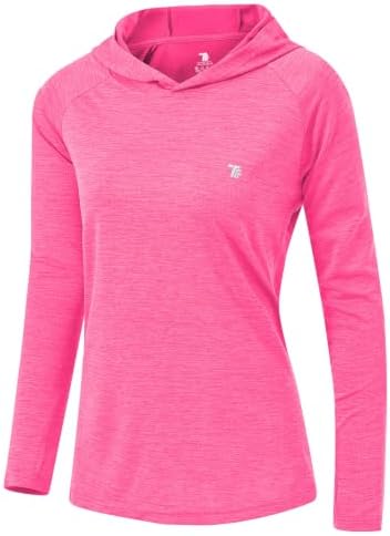 donhobo Damen Sportshirt Laufshirt UV Schutz Funktionsshirt | Leicht, Atmungsaktive, Schnelltrocknend, Langarm, Hoodie Sweatshirts, mit Daumenlöcher für Wandern Yoga Fitness Laufen