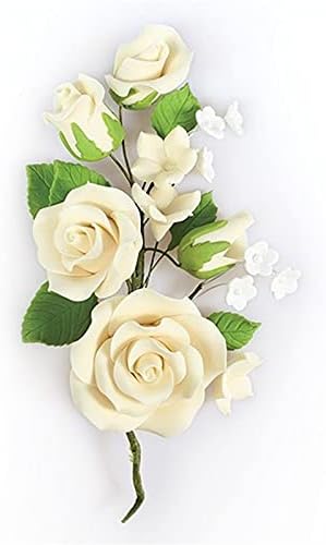 Ivory Rose Flower Anniversary Wedding Cake Spray Sugar Paste Topper