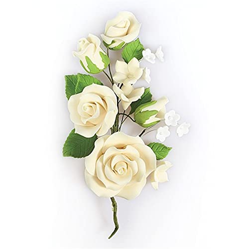 Ivory Rose Flower Anniversary Wedding Cake Spray Sugar Paste Topper