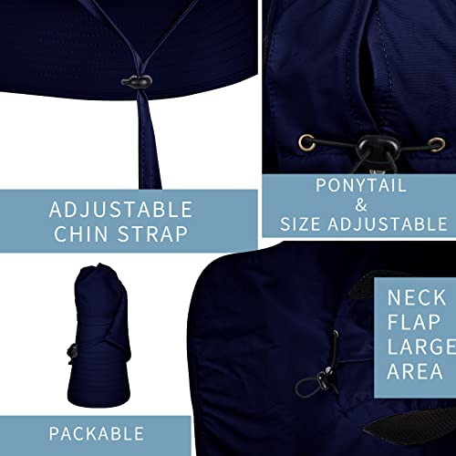 Chapéu de sol para homens e mulheres com aba de pescoço, FPS 50+ chapéus de pesca com proteção UV, c