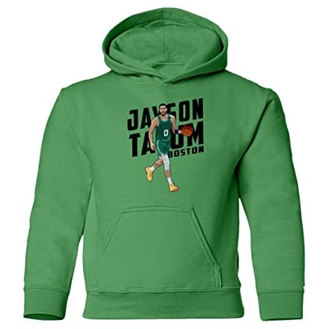 RIVEBELLA Tatum Boston Basketball Star Sports Fans Youth Hooded Sweatshirt (Green, Youth Large) Cover