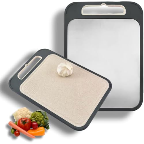 Tabla de cortar metálica de acero inoxidable de doble cara (34.93x24.89 cm), apta para lavavajillas, duradera e higiénica