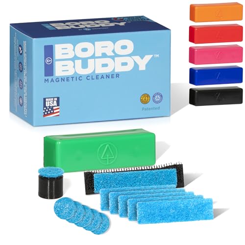 Magnetic Glass Cleaner BoroBuddy Pro | Cleans Hard to Reach Stains on Glass, Ceramic, Metal Pieces of All Shapes & Sizes | Glass Pieces, Bottles, Glassware | Free Scrubber Pads | Green
