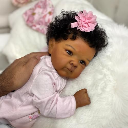 Muñeca Reborn Black Girl 18 pulgadas silicona realista miniatura 6