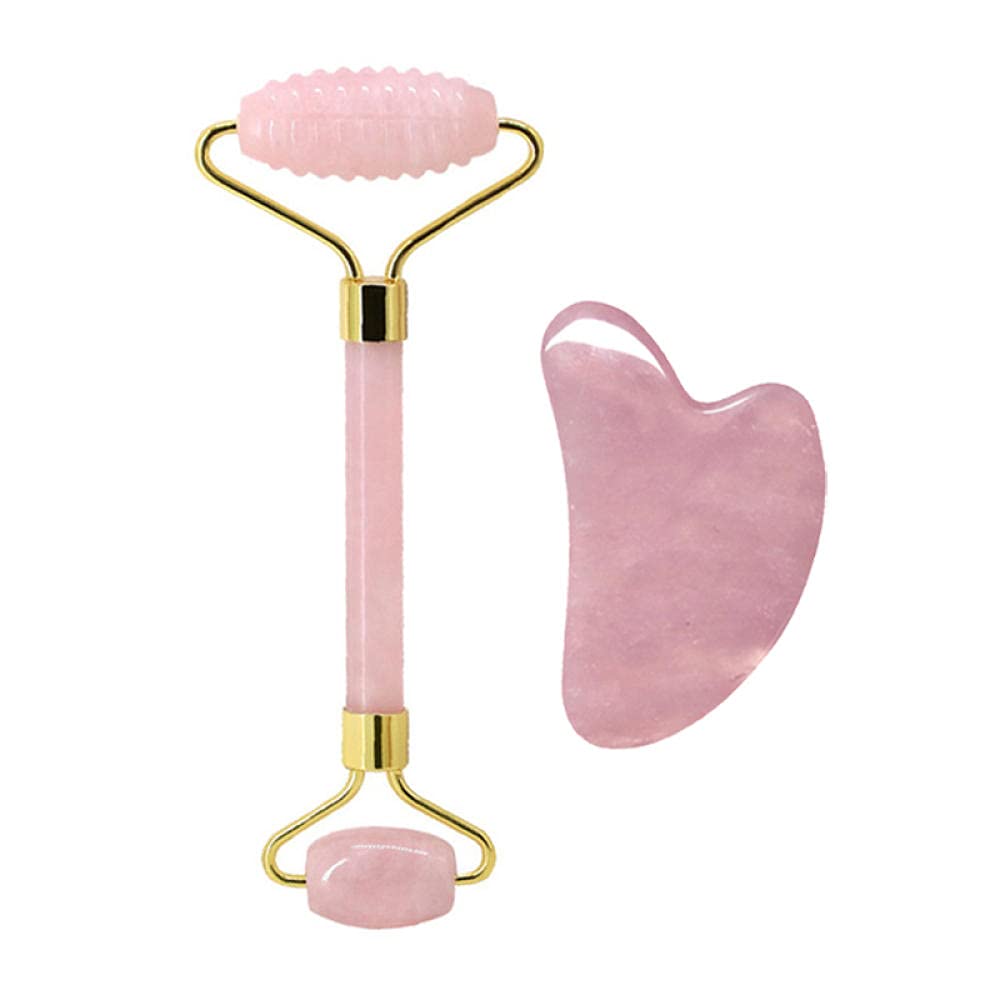 Gouache grattoir pour le visage jade roller massage GUA SHA Retour Scratcher GUA SHA Board Rose Quartz Jade Jade Tête Roller Tête Massagers Outils-bleu