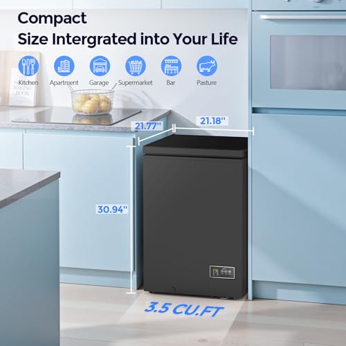 Image of COWSAR 3.5 Cu.Ft Chest Freezer, 14℉ to -40℉ Ultra-Low Temperature Deep Freezer with 2 Removable Stainless Steel Baskets, Electronic Control, 7 Level Adjustable Thermostat