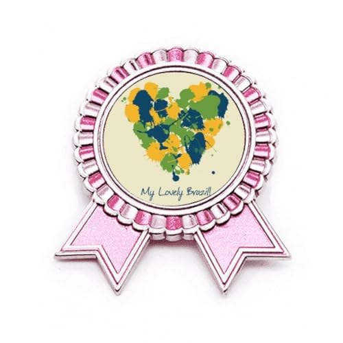 Broche rose en forme de cœur en métal My Lovely Brésil accessoire mode veste