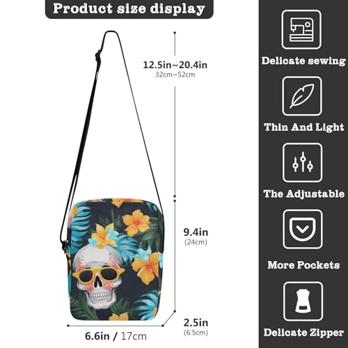 Tropical Flowers Skulls Summer crossbody messenger bag green crossbody bags for women Purses Cross Body Bag Adjustable Strap for business outdoor sports3