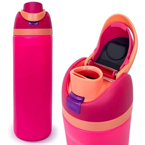 Image of Stainless Steel Water Bottle 32 oz with Flip Lid and Carry Loop (Red, 960 ml)