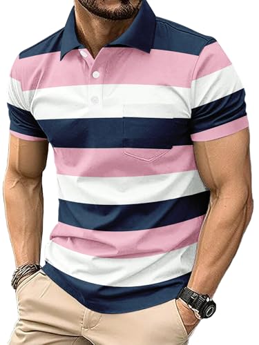 6 Pack Mens Polo Shirt Short Sleeve Sports Golf Tennis T-Shirt Moisture-Wicking Summer Shirts for Work Casual Athletic4