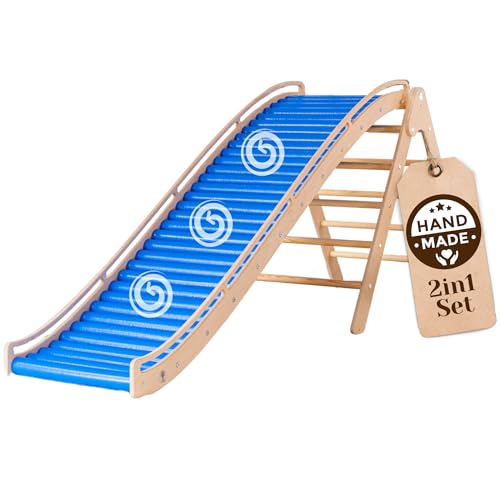 WoodsCraft 2in1 Wellenrutsche mit Kletterdreieck | Rutsche...