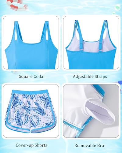 Image of TUONROAD Girls 3pcs Tankini Swimsuit Size 11-16 Bathing Suits for Teens